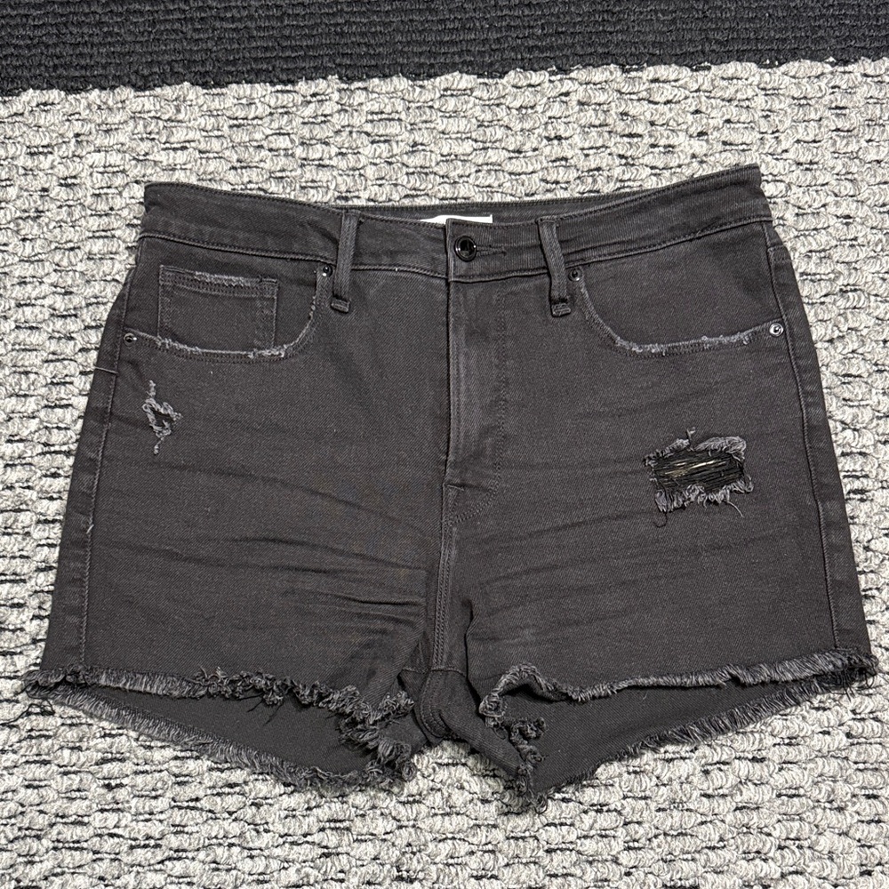 Good American Distressed Denim Shorts Women’s 31 Cutoff Raw Hem Classic Casual